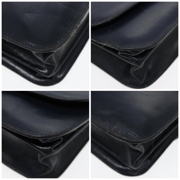 BALENCIAGA Shoulder Bag Leather Navy Gold Auth - Picture 16 of 16